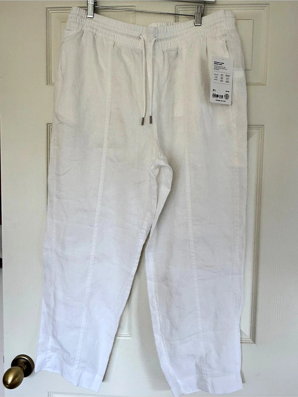 Athleta Retreat Linen Ankle Pant White XL